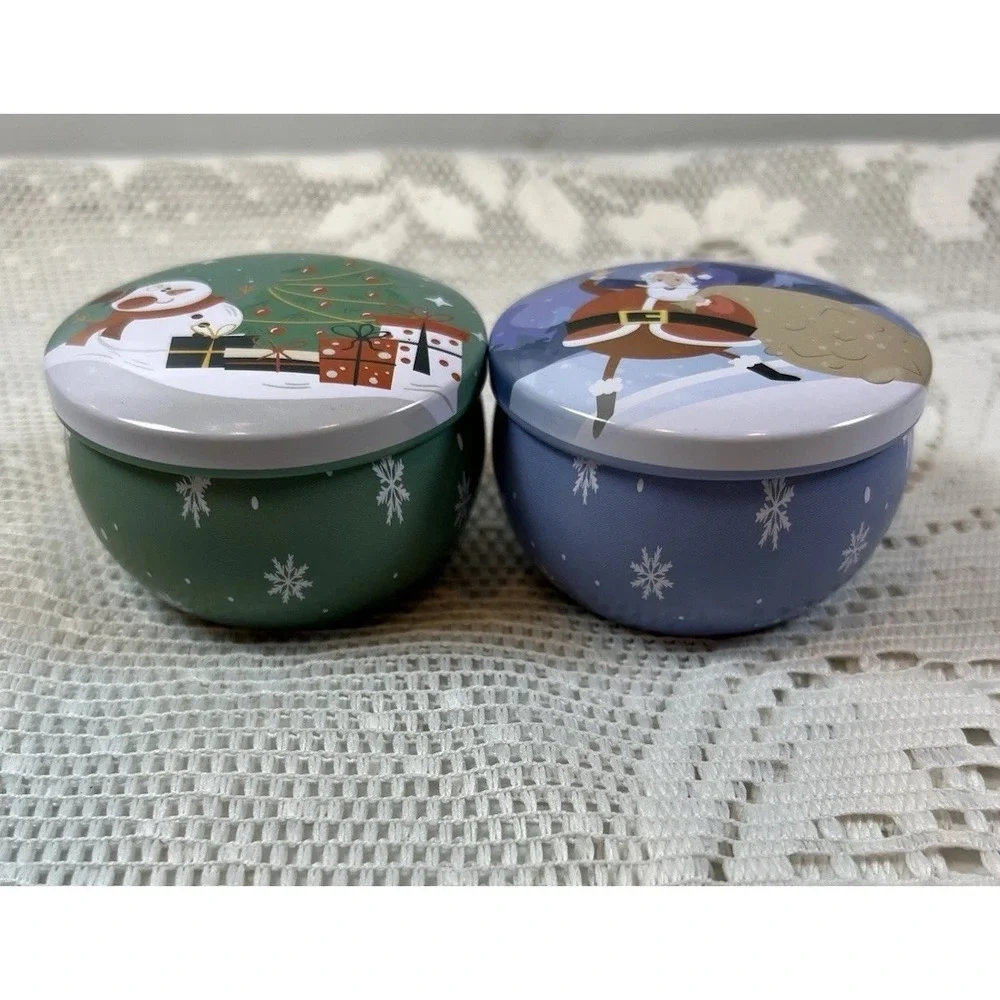 2pc‎ Christmas Soy Wax Candle Tin Set Vanilla Cake & Lavender